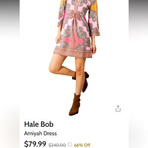 Hale Bob Coral multi dress NWT